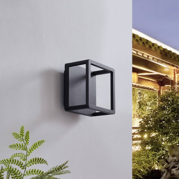 Lucande LED Wandleuchte außen Thorvid (Modern) in Schwarz aus Aluminium (1 flammig, ) - Außenwandleuchten Wandlampe Led Außenlampe Outdoor für Außenwand/Hauswand Haus Terrasse &