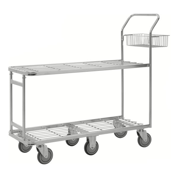 Kongamek großer Einkaufswagen 1320x430x1120mm mit 2 Böden und 400kg Tragkraft Gummi Ø125mm