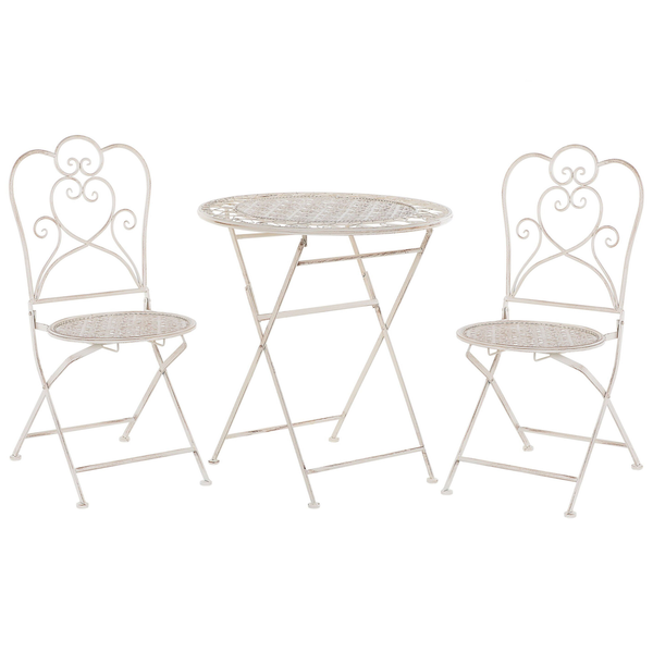 Gartentisch und zwei Stühle aus Metall