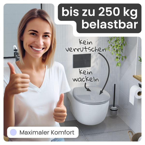 Wand-Tiefspülklosett im Badezimmer, belastbar bis 250 kg