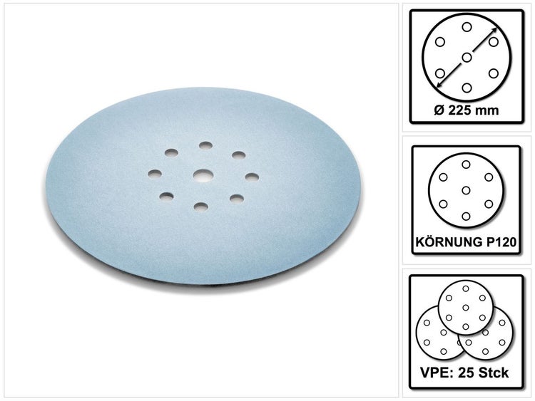 Festool Schleifscheiben STF D225 P120 GR S Granat Soft 25 Stk. ( 204223 )