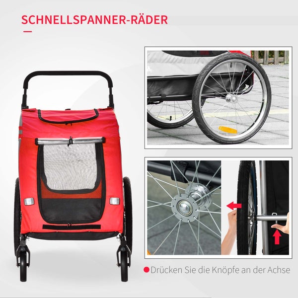 PawHut Hundewagen, 140L x 72,5B x 108H cm, Stahl, Oxford-Gewebe, Rot