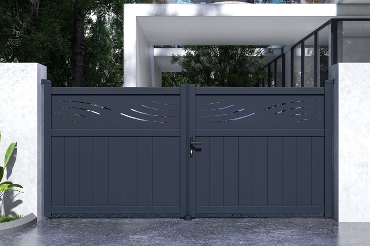 Doppelflügeltor aus Aluminium 3m HALTI 300B140 Grau