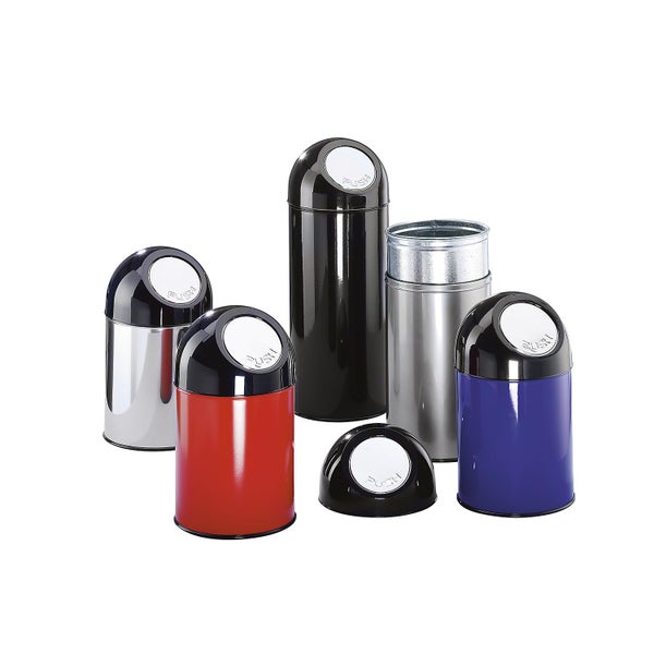 PROREGAL Klassischer Abfallbehälter Mit Pushdeckel 40 Liter HxBxT 67 x 31 x 31 cm Metall Blau