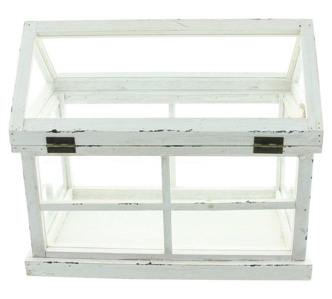 FRANK FLECHTWAREN | Gewächshaus Shabby, HOLZ, 37 x 21 x 31 cm
