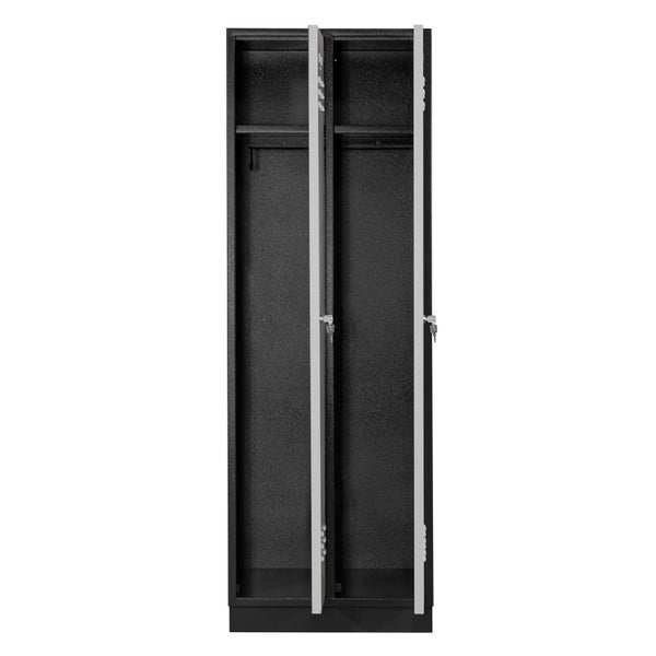 PROREGAL Garderobenschrank Ermine mit 2 Türen | HxBxT 178x60x50cm | Anthrazitgrau/Lichtgrau | Spind, Aufbewahrungsspind, Arbeitsschrank