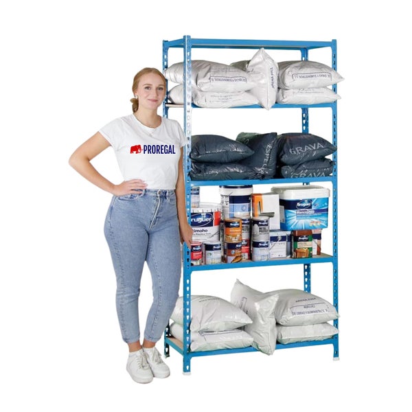 PROREGAL Schwerlastregal Muli HxBxT 180 x 80 x 40 cm 5 Fachböden Fachlast 150 kg Blau