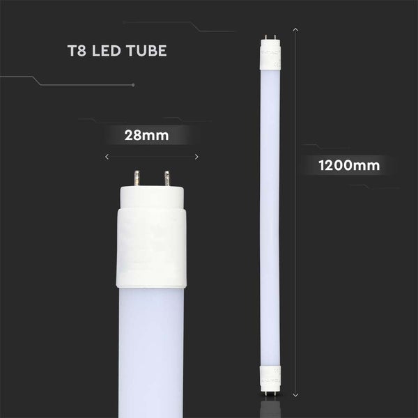 V-TAC VT-1277-N - LED T8 Röhren - IP20 - Weiß - 18W - 1850 Lumen - 3000K - 120CM