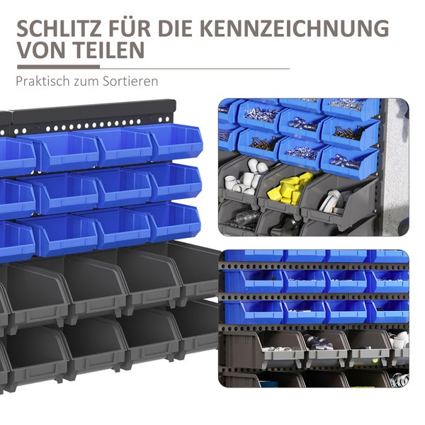 DURHAND, Werkzeuglochwand, Wandregal, 63L x 18B x 37,5H cm, Kunststoff, Blau+Grau
