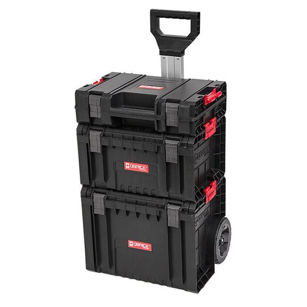 PROREGAL QBRICK Werkzeugtrolley Pro HxBxT 39 x 45 x 69 cm 28 Liter Mit Deck & Teleskopgriffe Mit Klemmverschlüsse Mit 2 Gummiräder Metall Schwarz