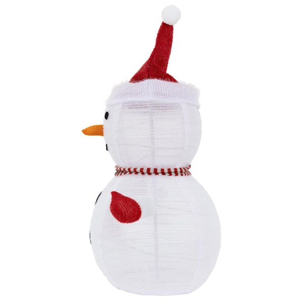 ECD Germany LED Weihnachten Schneemann mit Mütze, Schal & Handschuhe, 68cm hoch, Gartenfigur mit 30 warmweißen LED, Timer, batteriebetrieben, Innen-Außen, faltbar, Weihnachtsbeleuchtung Weihnachtsdeko