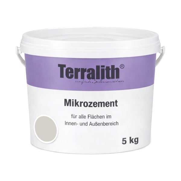 Terralith Mikrozement 5 Kilogramm Eimer für alle Flächen im Innen- und Außenbereich.