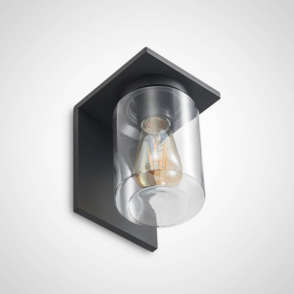 Lucande Wandlampe außen Aluminium Temperglas, Wandleuchte aussen Außenleuchte IP54 Außenlampe 1x E27 ohne Leuchtmittel Außenwandleuchten Garten
