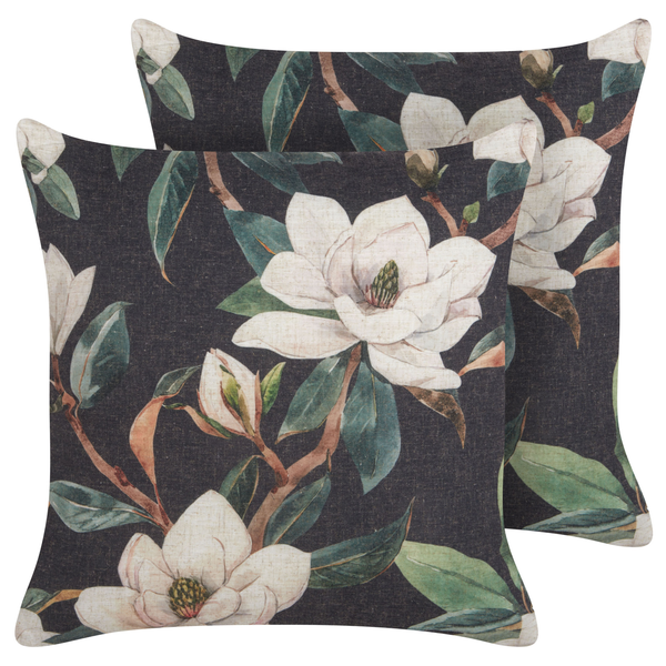 Dekokissen 2er Set ZAHRIYE 45 x 45 cm Schwarz Blumenmuster