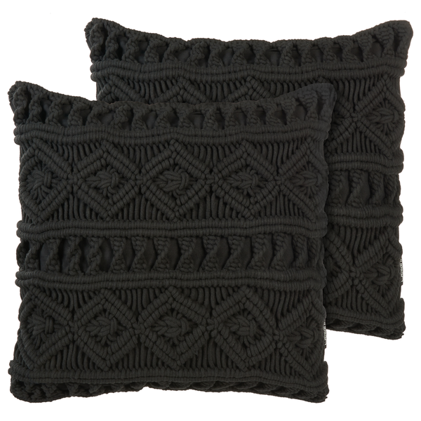 Dekokissen 2er Set MUDANYA Baumwolle 45 x 45 cm Schwarz Geometrisches Muster