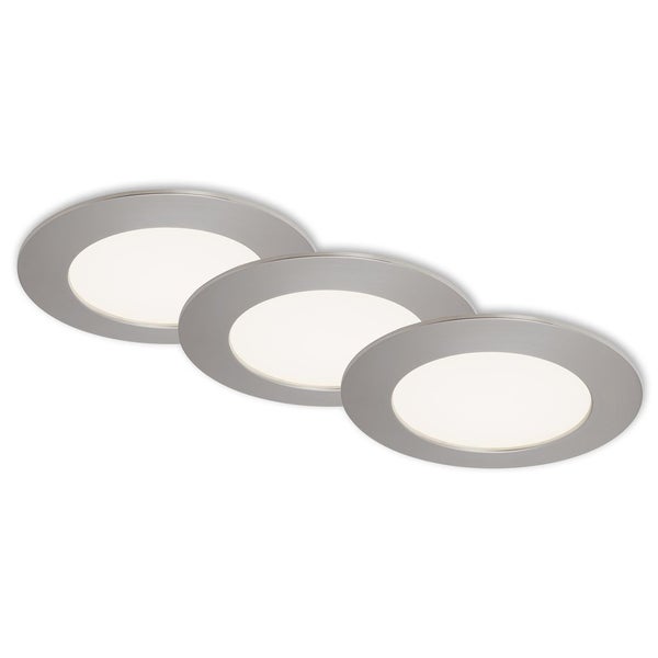 LED Einbauleuchte Einbaulampe 3er Set 4000K IP44 8W silber Kunststoff Briloner