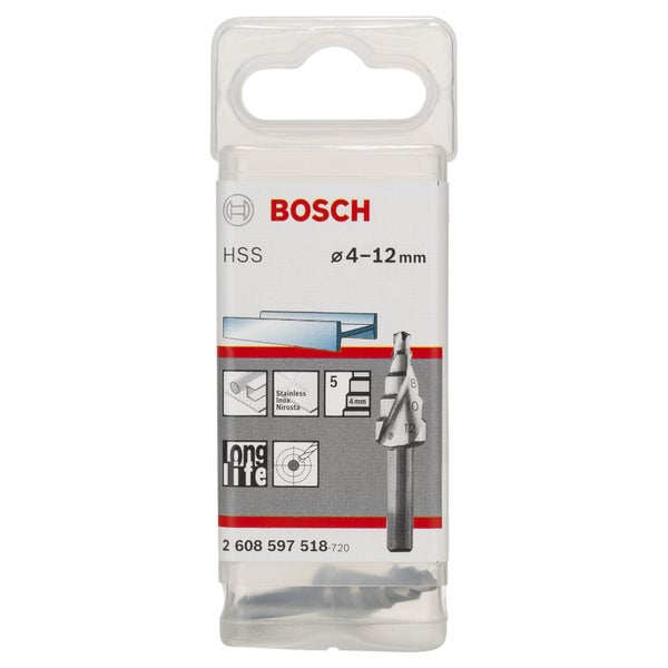 Bosch Stufenbohrer HSS 5 Stufen 4 - 12 mm - 2608597518