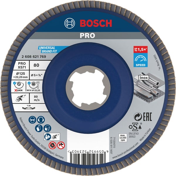 Bosch PRO X571 X-Lock Fächerschleifscheibe 125 mm G80 - 2608621769