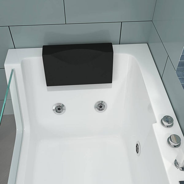 Home Deluxe - Whirlpool Badewanne - CARICA Rechts weiß mit Heizung und Massage - Maße: 170 x 80 x 59 cm I Eckwanne, Indoor Badewanne