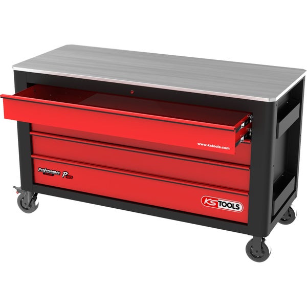 KS TOOLS PERFORMANCEplus P40 SCHWARZ/ROT Werkstattwagen mit 4 Schubladen - 873.6008