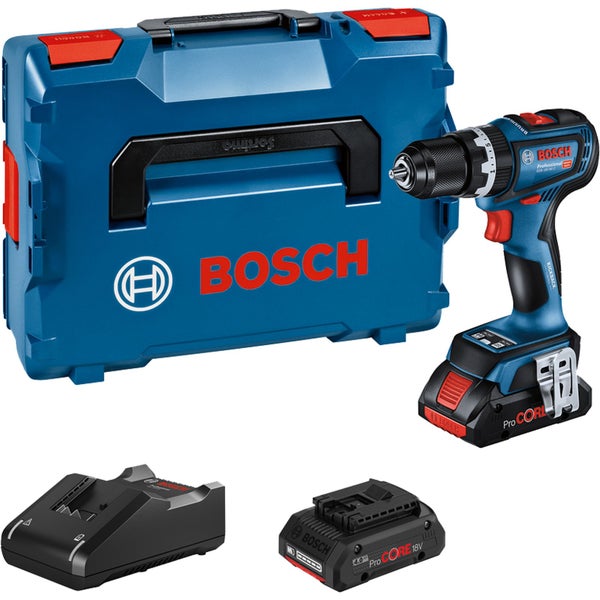 Bosch Akku-Schlagbohrschrauber GSB 18V-90 C 2x 4,0 Ah ProCORE18V Akku + Ladegerät inkl. Bluetooth-Modul in L-Boxx  - 06019K6105