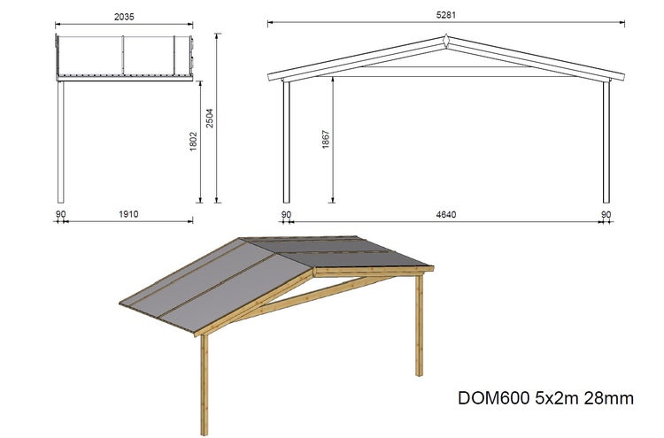 Gartenhaus, Gerätehaus 35m2 - 5x5m - 28mm