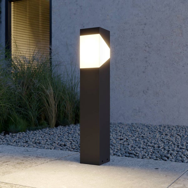 Lucande Außenleuchte Kiran (spritzwassergeschützt (Modern) in Schwarz aus Aluminium (1 flammig, E27) - Wegeleuchte Pollerleuchte Wegelampe Sockelleuchte