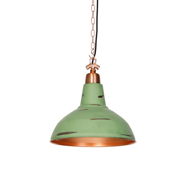 Grüne Hängelampe im Vintage-Stil mit Kettenaufhängung