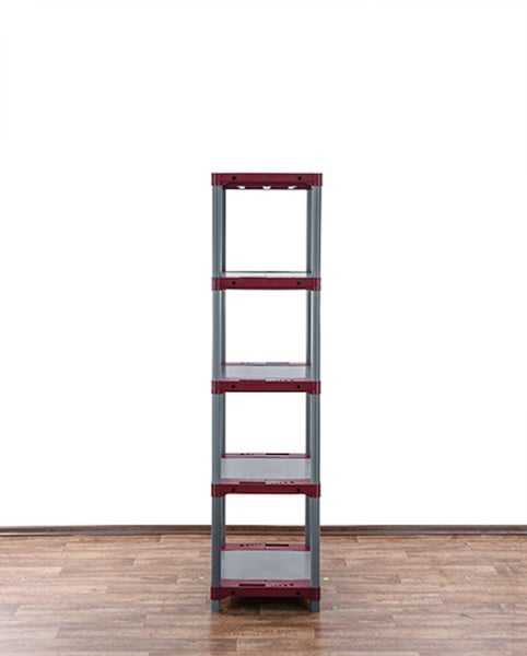 PROREGAL Kunststoffregal Grey Bear Tall HxBxT 180 x 70 x 46 cm Fachlast 120 kg Grau/Rot