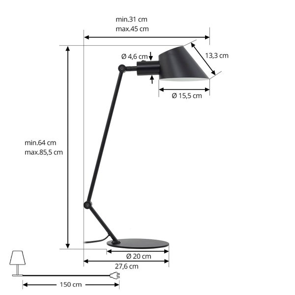 Lindby Tischlampe Corali (Modern) in Schwarz aus Metall (1 flammig, E27) - Tischleuchte Schreibtischlampe Nachttischlampe Wohnzimmerleuchte