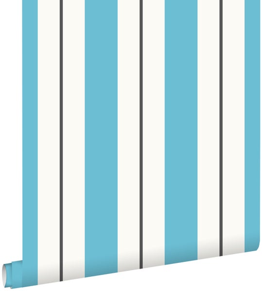 ESTAhome Tapete Streifen Türkis und Grau - 53 cm x 10.05 m - 136413