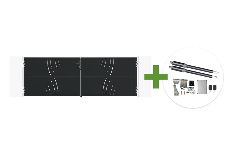 Doppelflügeltor mit modernem Design inklusive elektrischem Drehtorantrieb Set und Montagezubehör