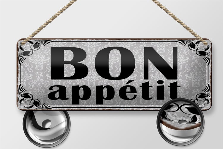 Blechschild Spruch 27x10cm Bon appetit Dekoration