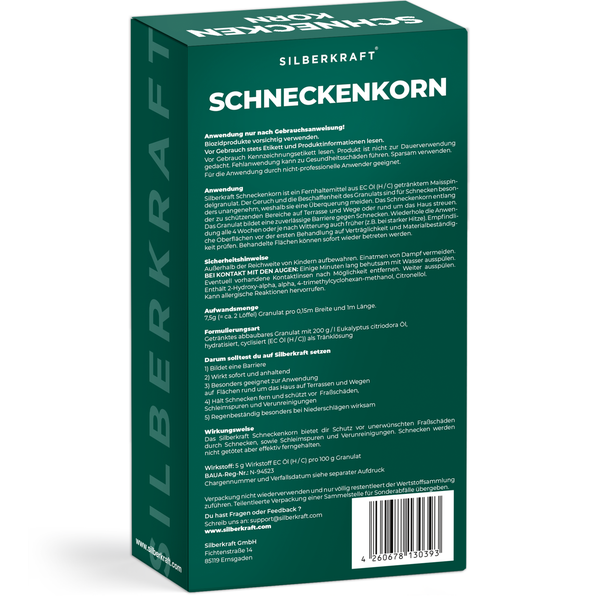 Silberkraft Schneckenkorn 200g – Regenfestes Schneckengranulat,Effektiver Schutz vor Nacktschnecken für Garten, Schnecken-frei für Gemüsebeet & Hochbeet