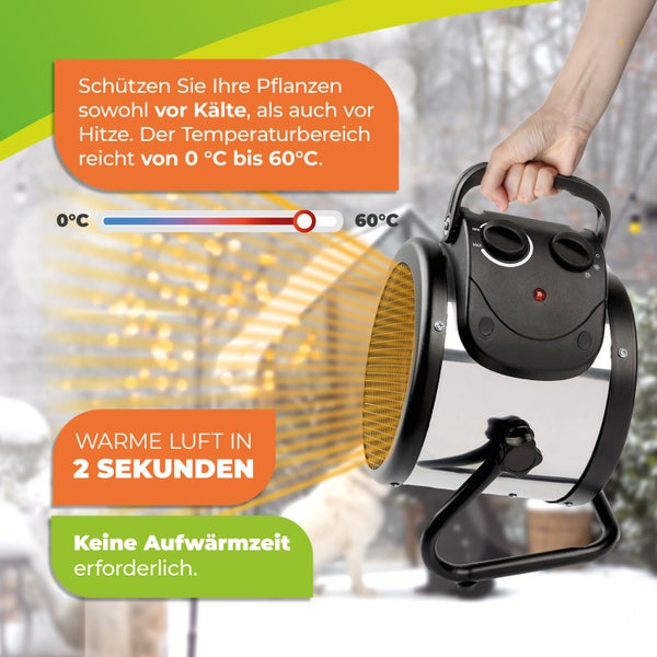 Gewächshausheizung Palma mit manuellem Thermostat 2000 W