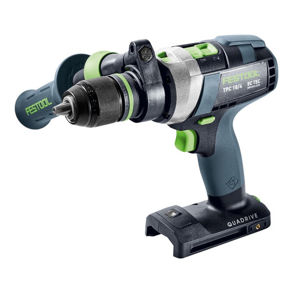 Festool Akku-Schlagbohrschrauber TPC 18/4 QUADRIVE mit Zusatzhandgriff und bürstenlosem EC-TEC Motor.