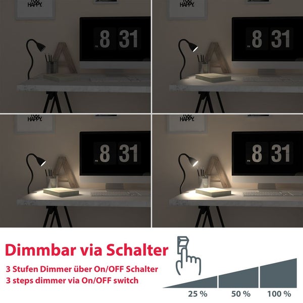 LED Klemmleuchte / Tischlampe - Sirius [schwarz]