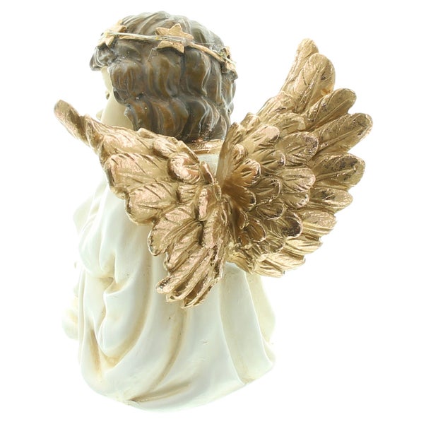 FRANK FLECHTWAREN | LED-Engel Lichterkranz, sitzend, 19 x 15 x 18 cm, POLYRESIN, KUNSTSTOFF