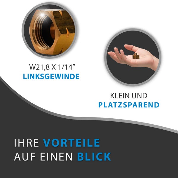 PELMOS Gasflaschen Adapter-Set I 4 Teiliges Euro Füllset zum Befüllen Deutscher Gasflaschen im EU-Ausland I Übersichtlich nummeriert I D1 - D4