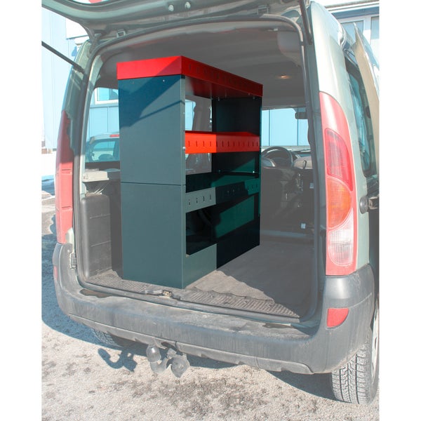 PROREGAL Fahrzeugregal Raptor mit 2 x unterteilbaren Böden HxBxT 108 x 35 x 104 cm Anthrazitgrau Verkehrsrot Fahrzeugeinrichtung Fahrzeugausbau