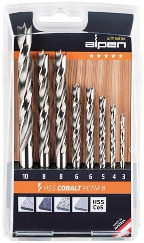 Alpen HSS Cobalt Bohrer Set mit verschiedenen Größen in Verpackung