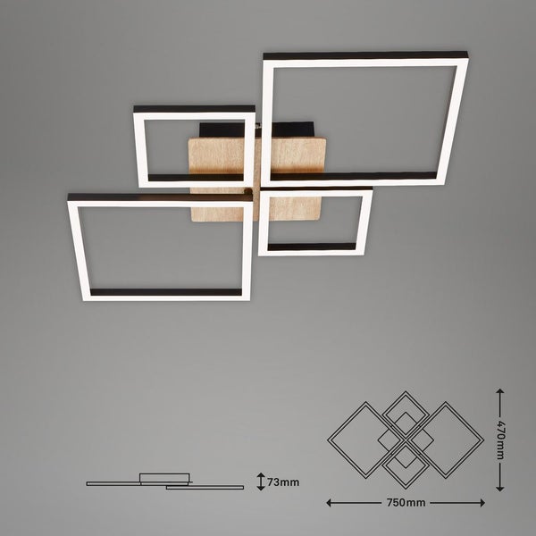 LED Deckenleuchte Dimmbar schwenkbar 44 W schwarz Metall-Kunststoff Briloner