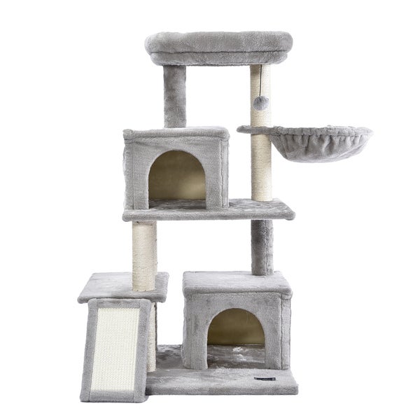 Home Deluxe - Kratzbaum RUBY - Farbe: Grau, Maße: 100 x 49 x 49 cm, Material: Polyester, Sisal, Gestell: MDF I Katzenbaum Kratzpfosten Kratzstamm