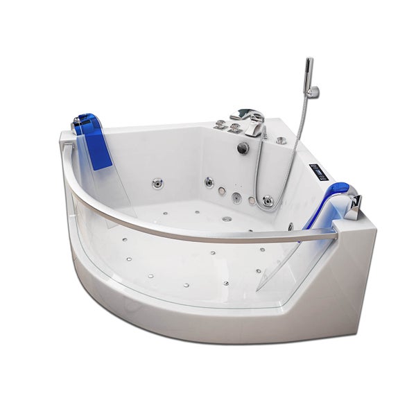 Home Deluxe - Whirlpool Badewanne - ATLANTIC L - Maße: 141 x 141 x 62 cm - inkl. Heizung, Massagefunktion und kompl. Zubehör I Wanne für 2 Personen, Indoor Badewanne