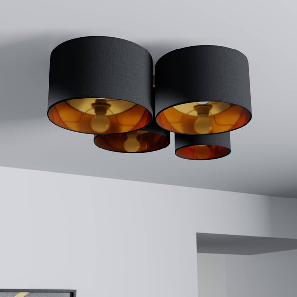 Lindby Deckenlampe Laurenz (Modern) in Schwarz aus Textil (4 flammig, E27) - Deckenleuchte Lampe Wohnzimmerleuchte