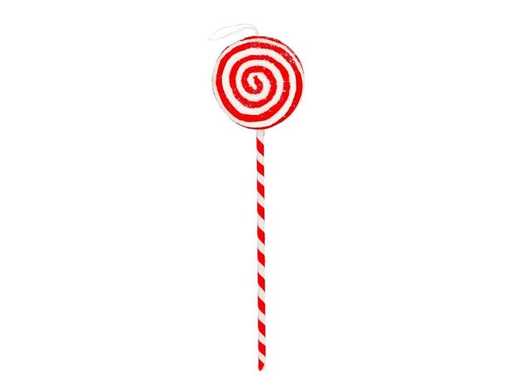 Weihnachtsbaumschmuck in Form eines Lollis mit Spiralmuster und Aufhängeschlaufe für festliche Dekoration