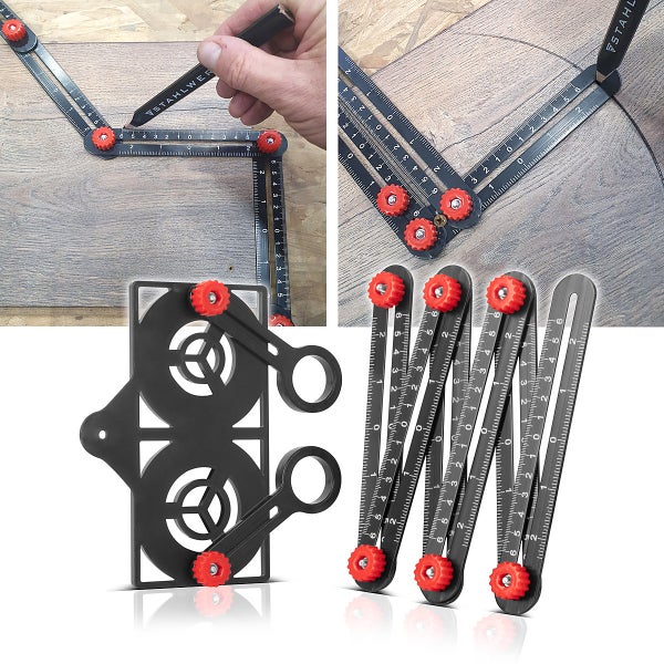 STAHLWERK 2 x 6-in-1 Multiwinkel-Messlineal aus Aluminium