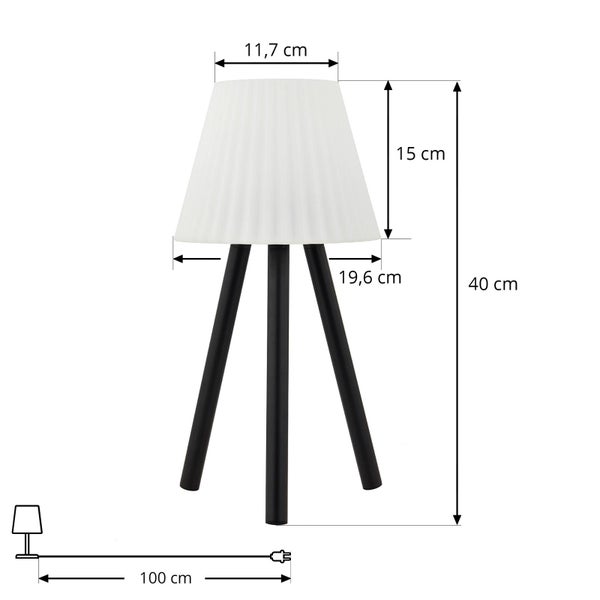 Lindby LED Akkutischlampe, dimmbare Akku Tischlampe kabellos mit Touchdimmer aufladbare tragbare Tischleuchte Outdoor Garten IP44
