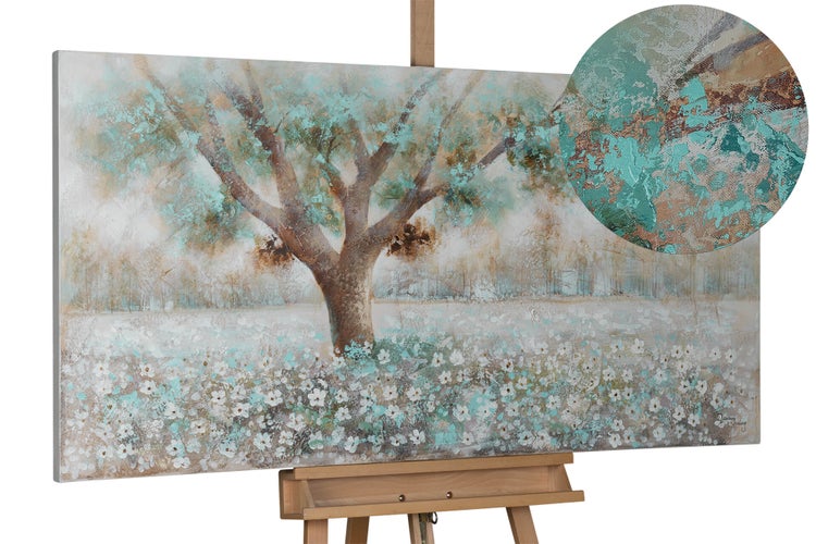 Handgemaltes Gemälde Acrylfarbe 140x70cm Weiß