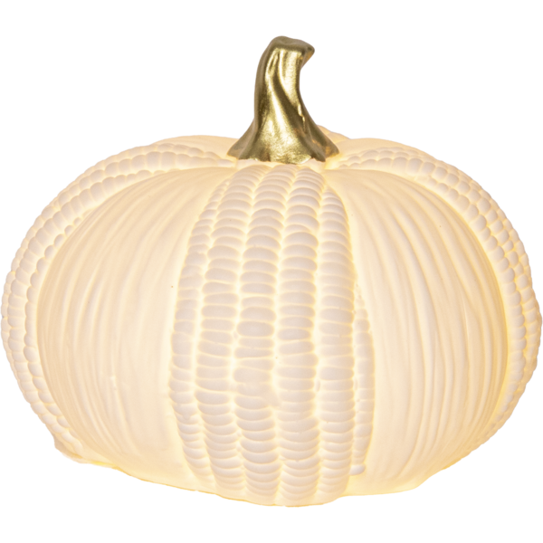 Dekorative Kürbislampe aus Keramik mit goldenem Stiel